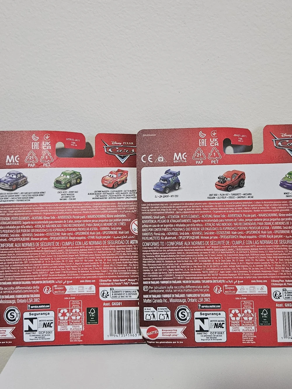 2 Disney Cars Mini Vehicle Set - Mcqueen, Hudson, DJ, Snot Rod, Chik Hicks